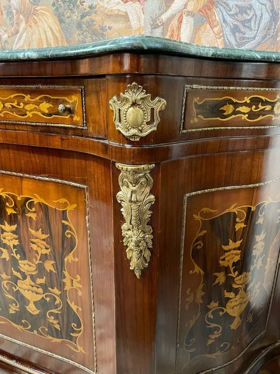 Superb Large Marquetry Inlay & Marble Top French Buffet or Sideboard. - Image 3