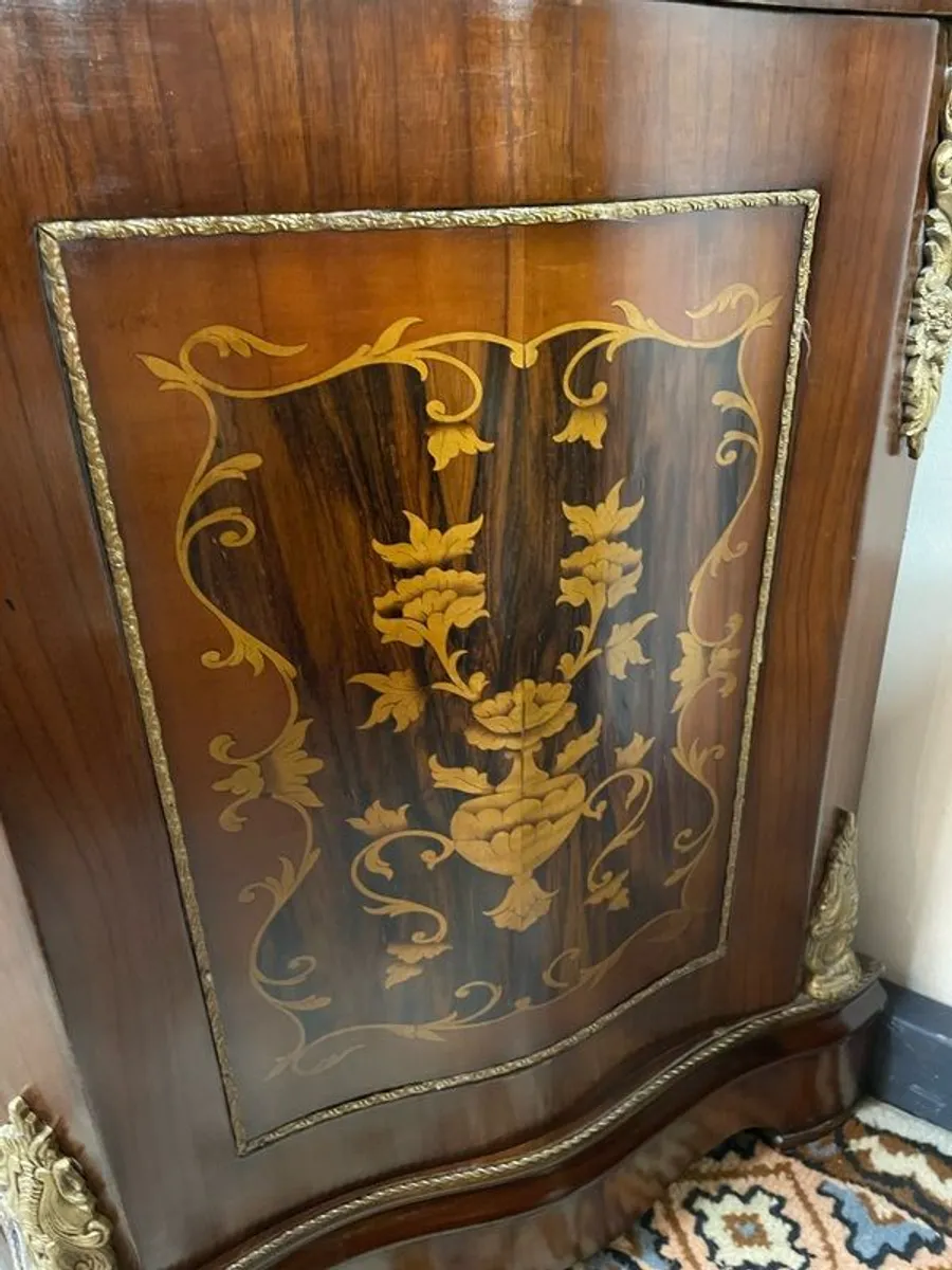 Superb Large Marquetry Inlay & Marble Top French Buffet or Sideboard. - Image 4