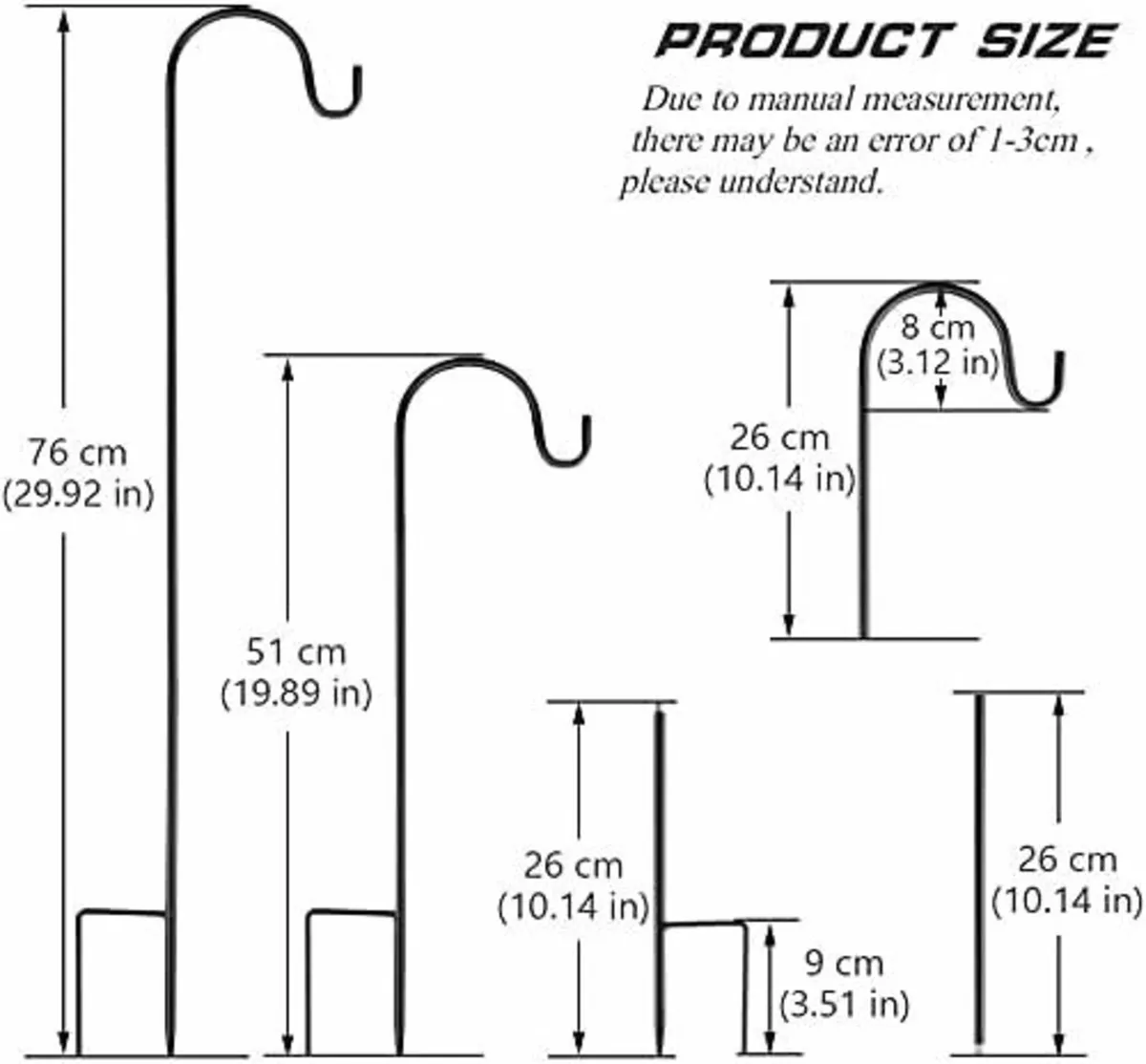 2 Pack Shepherds Crook Hooks, Adjustable Height - Image 4
