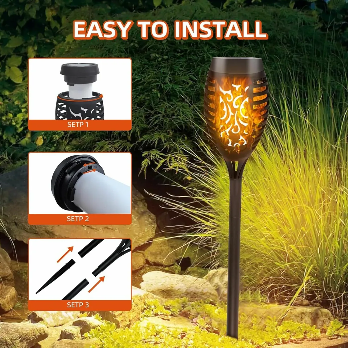 6 Pack - Solar Lights Outdoor Garden Waterproof - Image 1