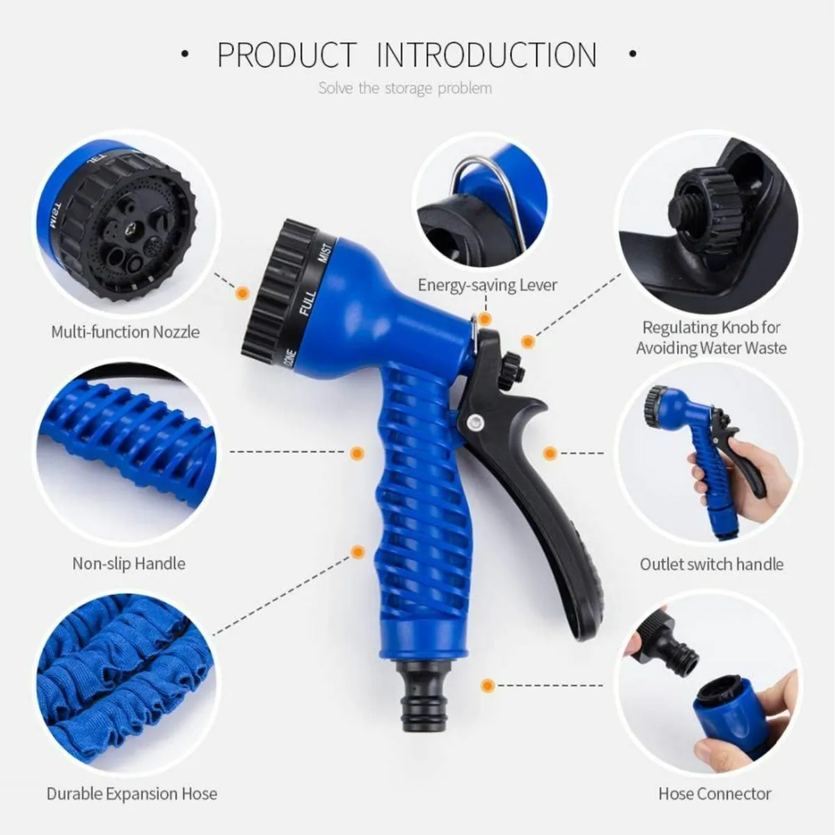 100FT Expandable Garden Hose Pipe Flexible blue - Image 2