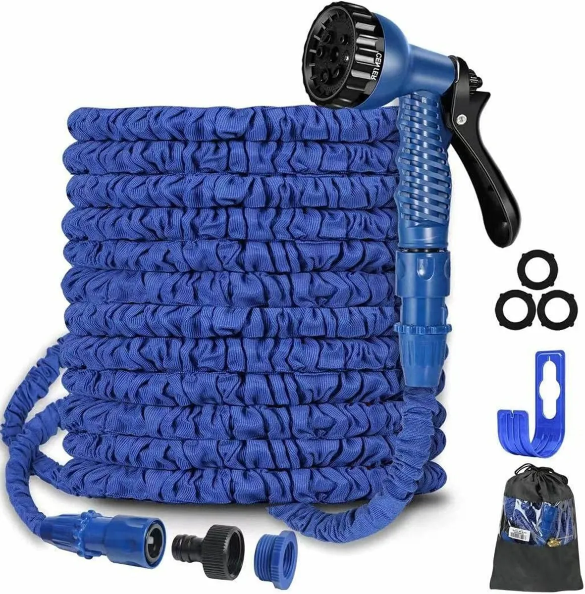 100FT Expandable Garden Hose Pipe Flexible blue - Image 1