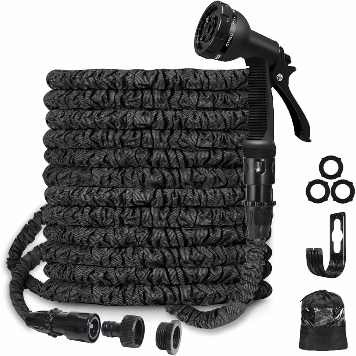 Garden Hose Pipe 100 FT Expandable Washing black - Image 1