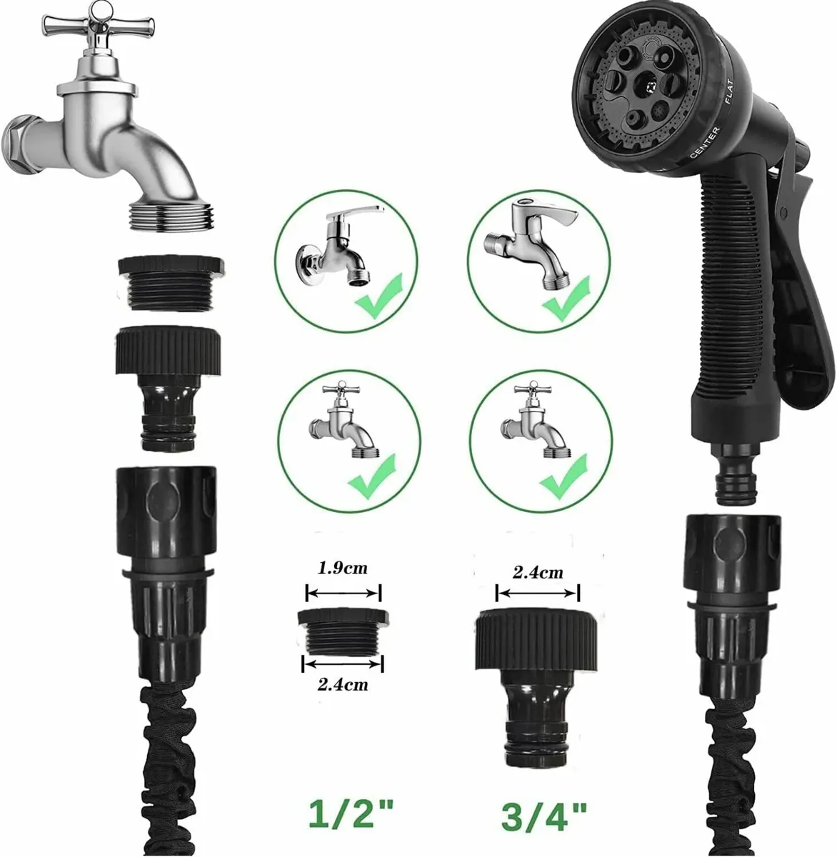 Garden Hose Pipe 100 FT Expandable Washing black - Image 2