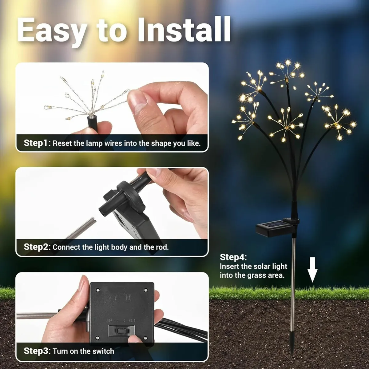 6 Pack - Solar Lights Outdoor Garden Waterproof - Image 3