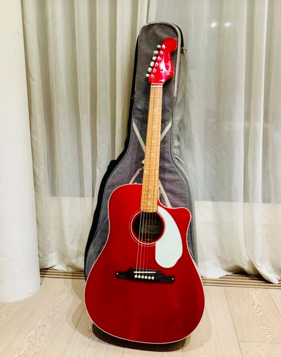 Fender Acoustic RARE Guitar in Candy Red Apple - Image 1