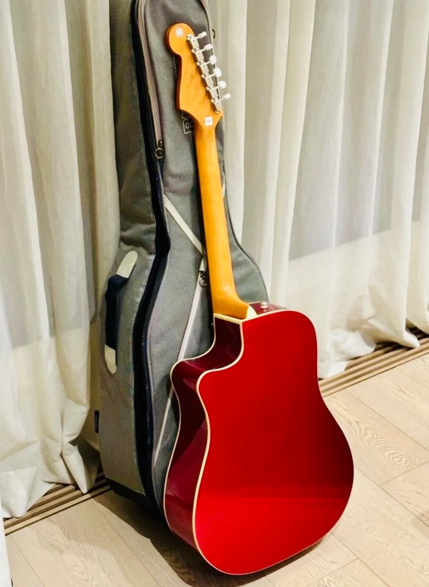 Fender Acoustic RARE Guitar in Candy Red Apple - Image 2