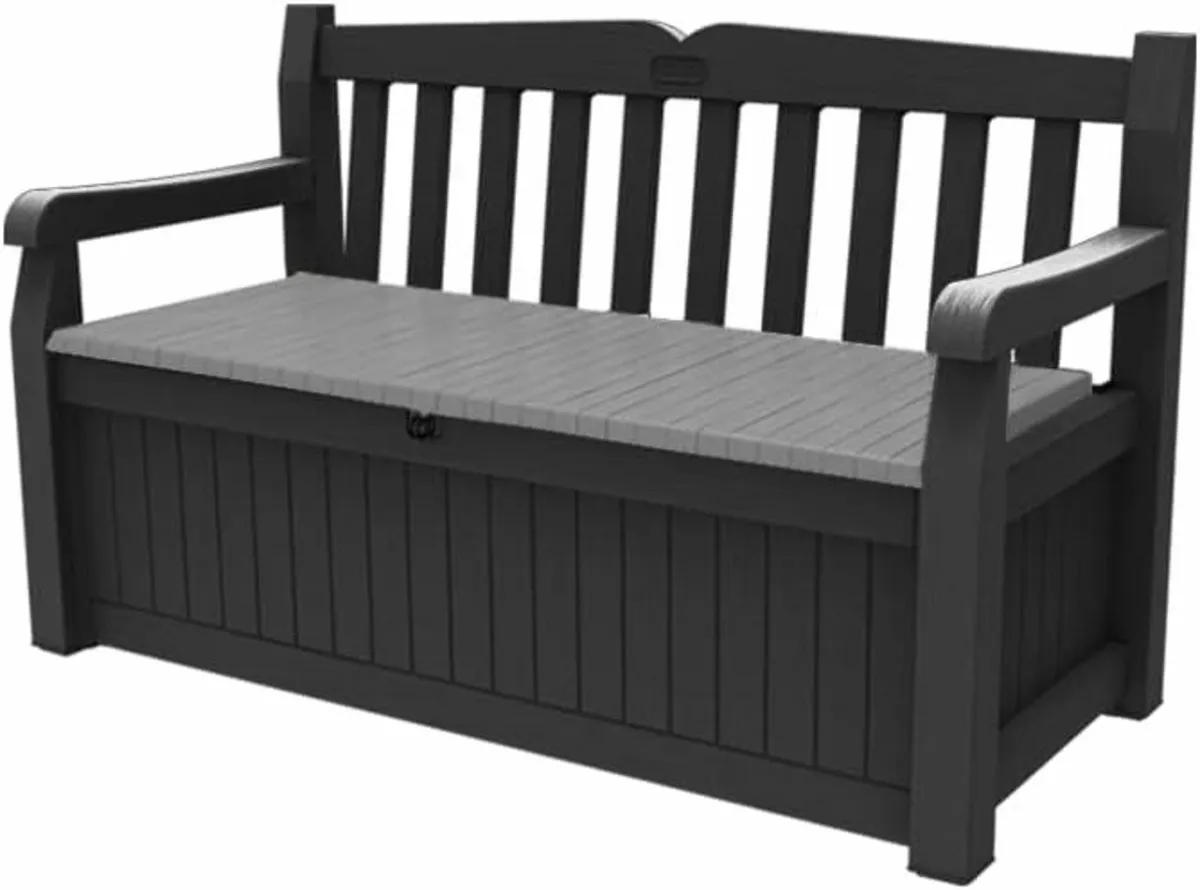 Bench 265L Outdoor Garden Storage box Grey 128cm - Image 1