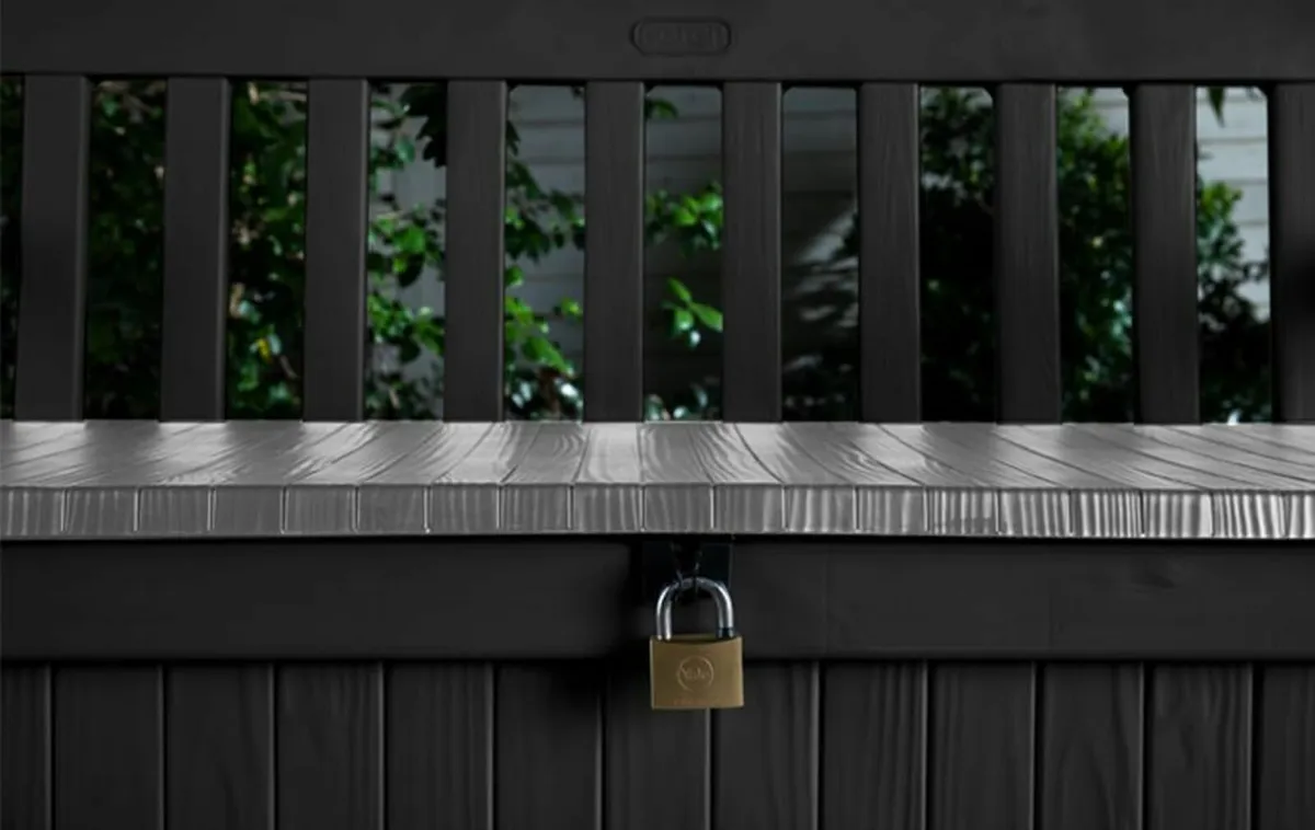 Bench 265L Outdoor Garden Storage box Grey 128cm - Image 3