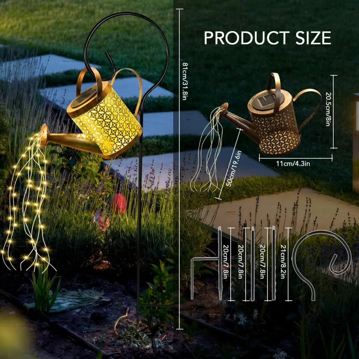 Solar Watering Can Light LED Garden Waterproof - Image 2