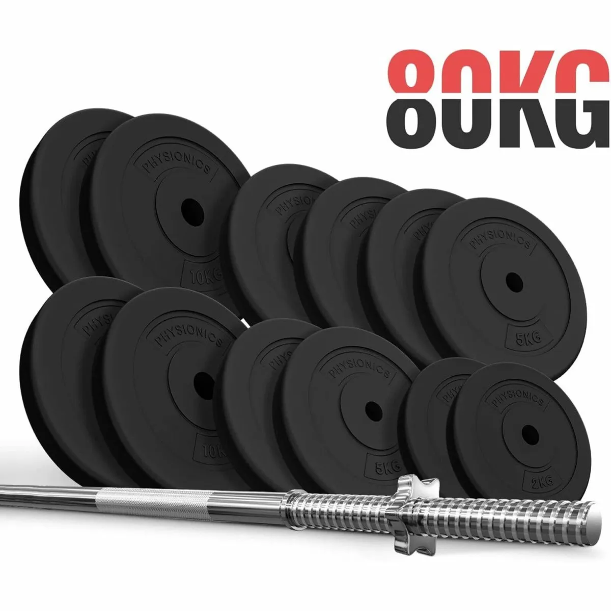 80 KG WEIGHTS & BAR SET - FREE DELIVERY