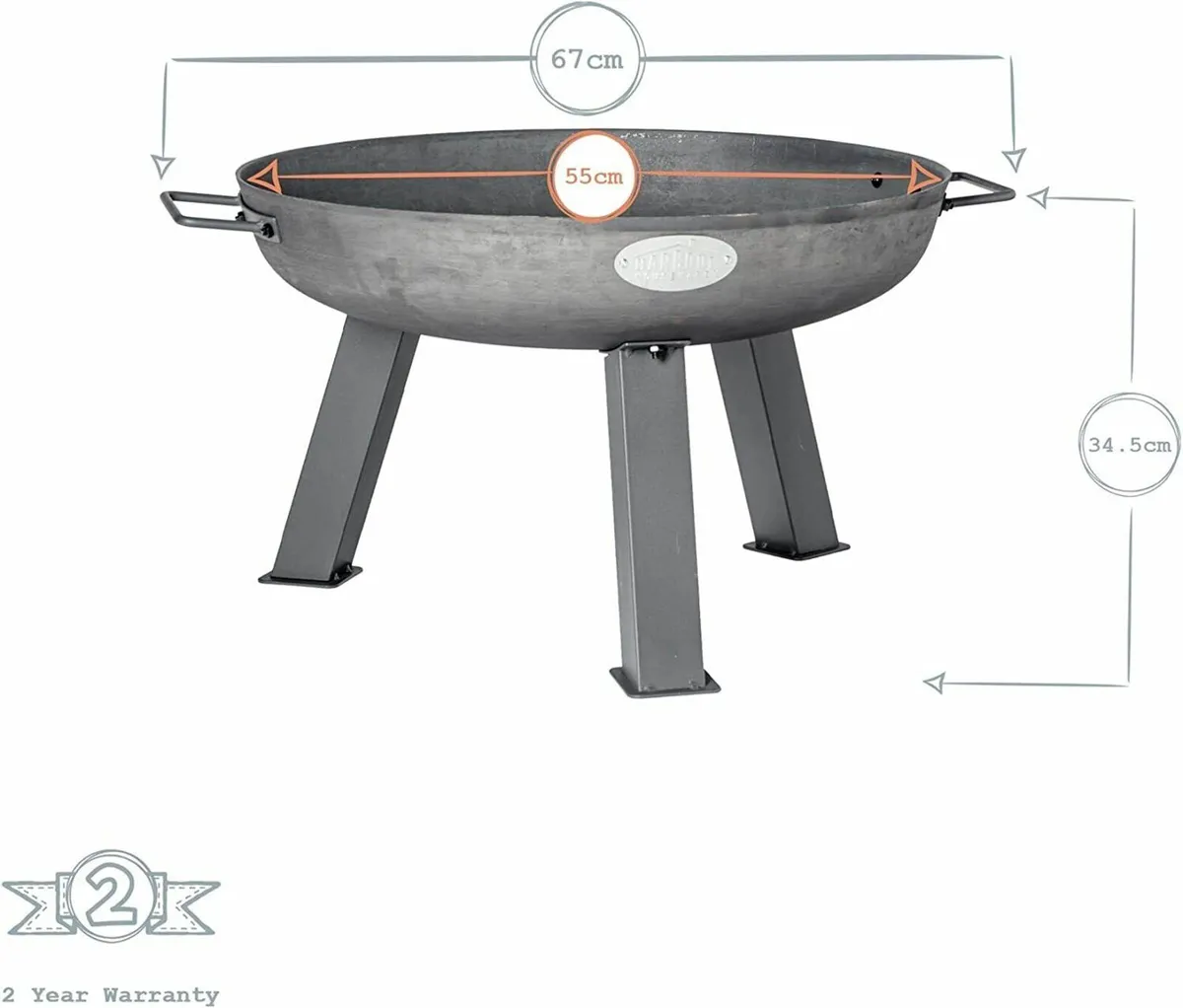 Pit Burner Raw Iron with Handles for Garden Use - Image 3