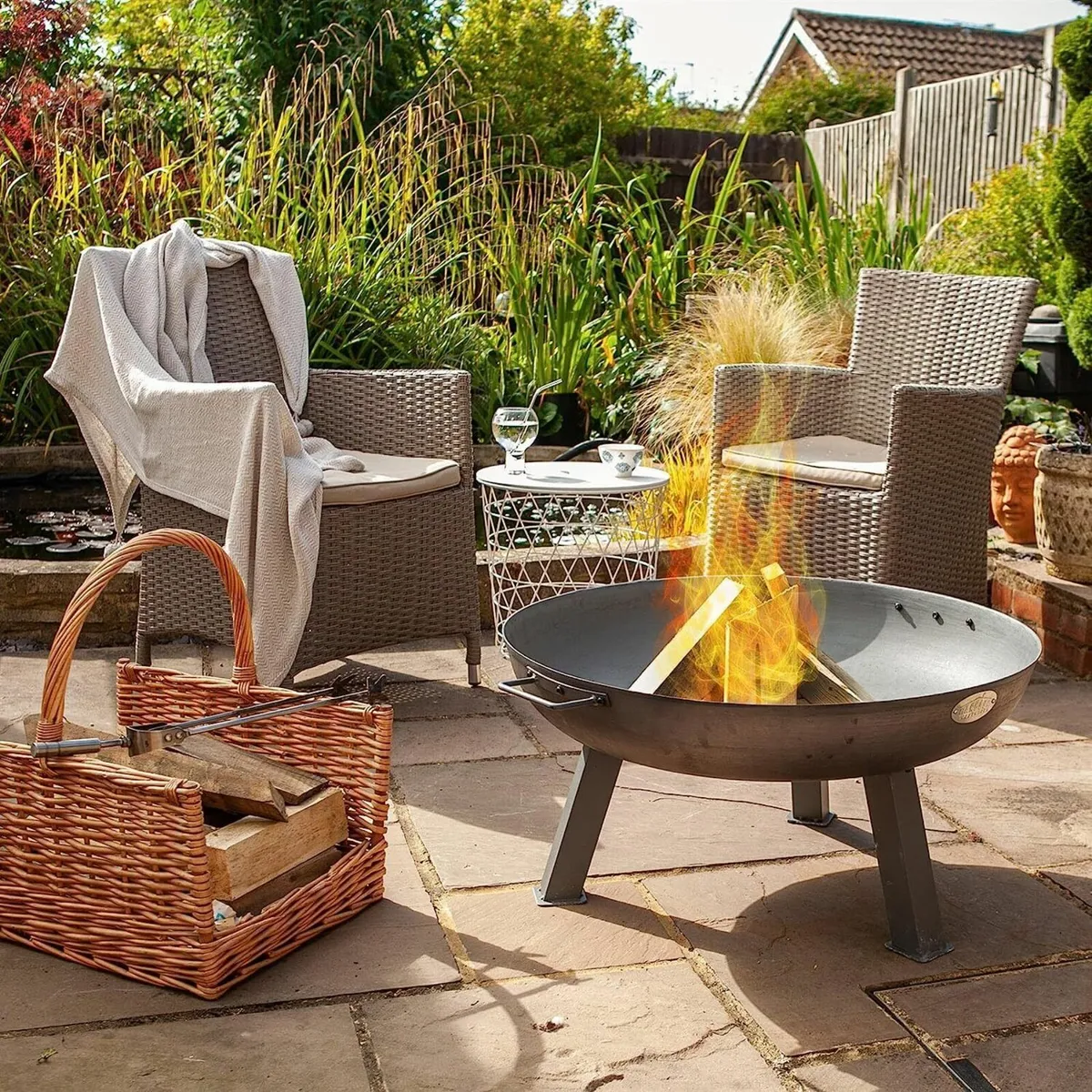 Pit Burner Raw Iron with Handles for Garden Use - Image 4