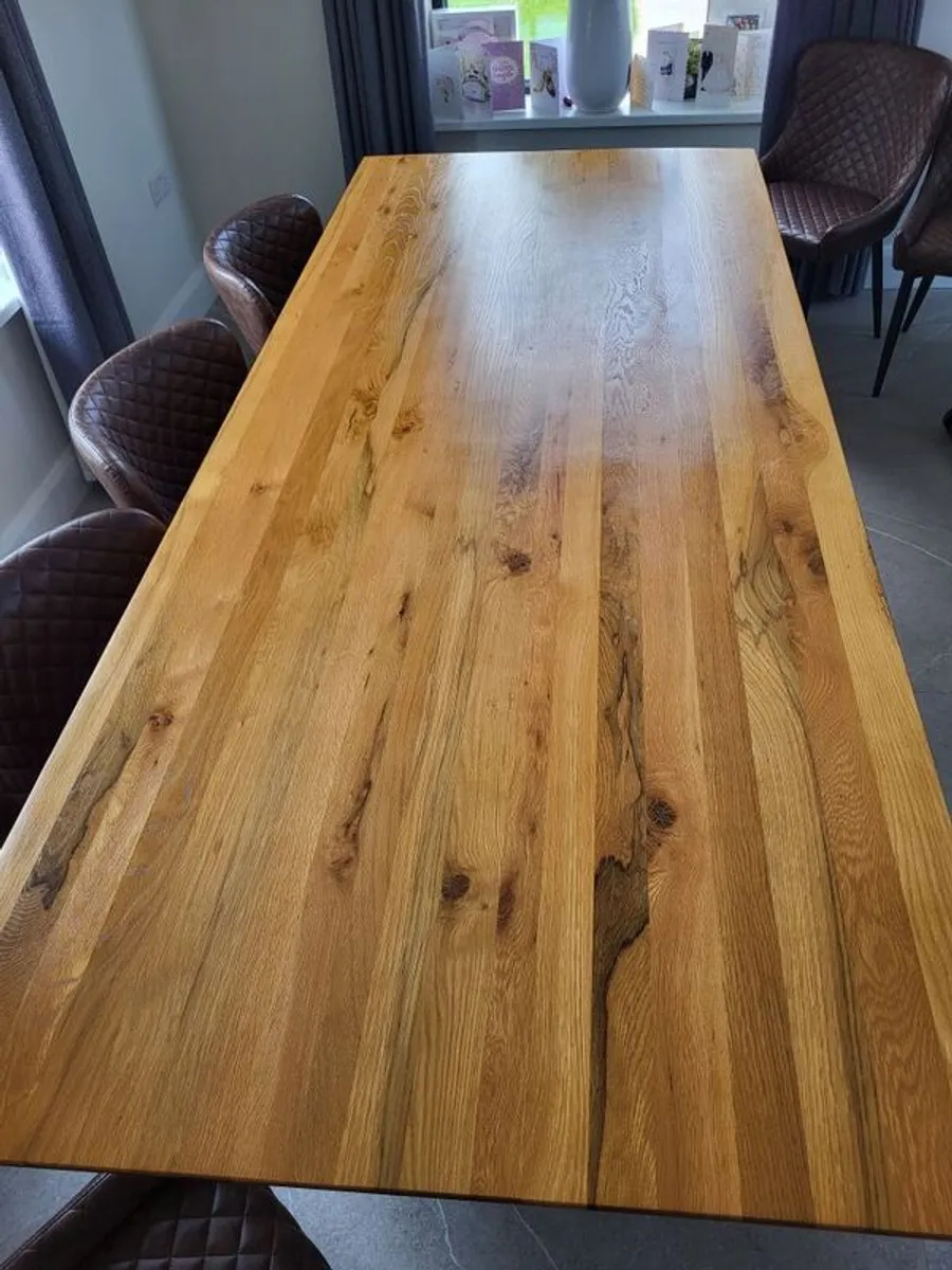 2.4m Solid Oak Dining Table - Image 2