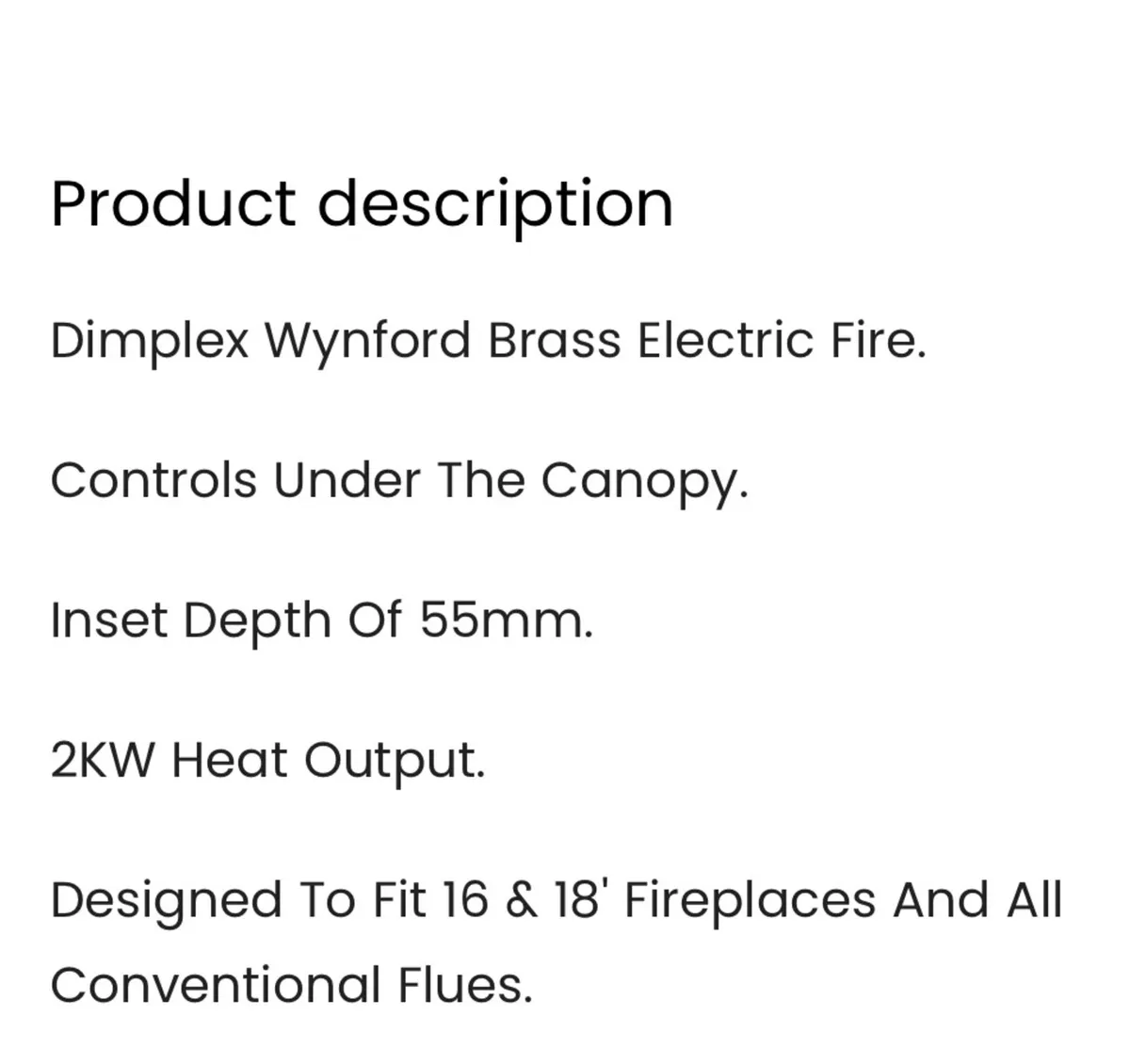 LIKE NEW DIMPLEX Electric Fire - Image 2