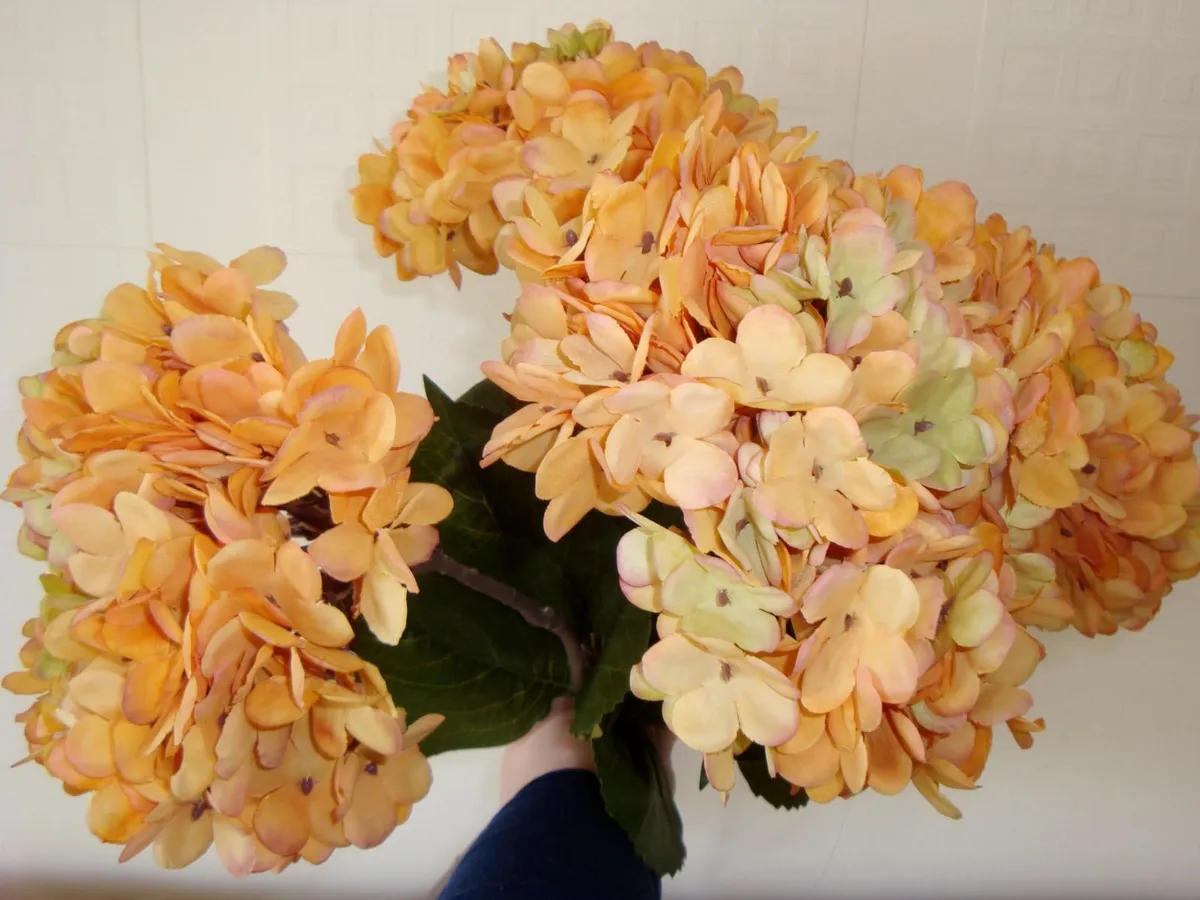 Hydrangea orange autumn stems - set of 5 - NEW - Image 1