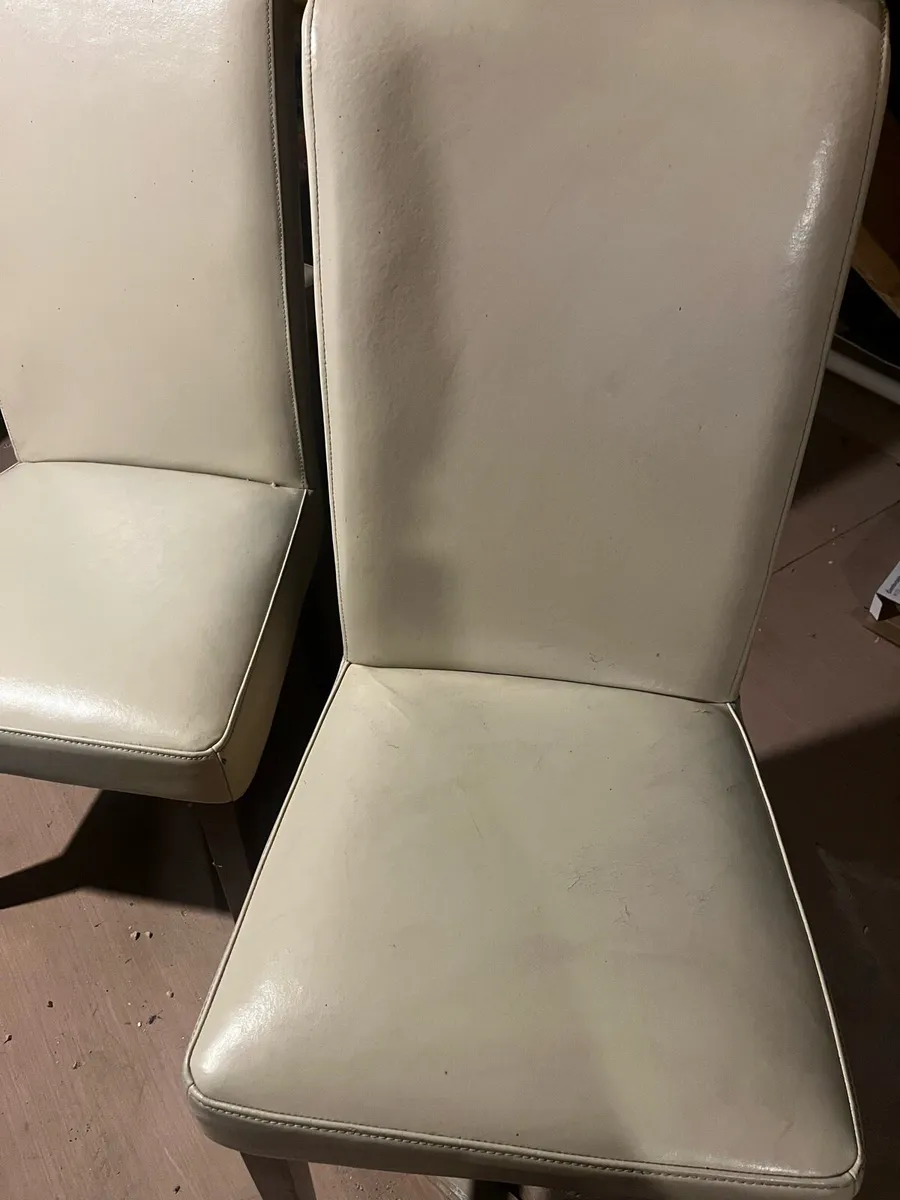 6 x Cream Leather chairs - Image 2
