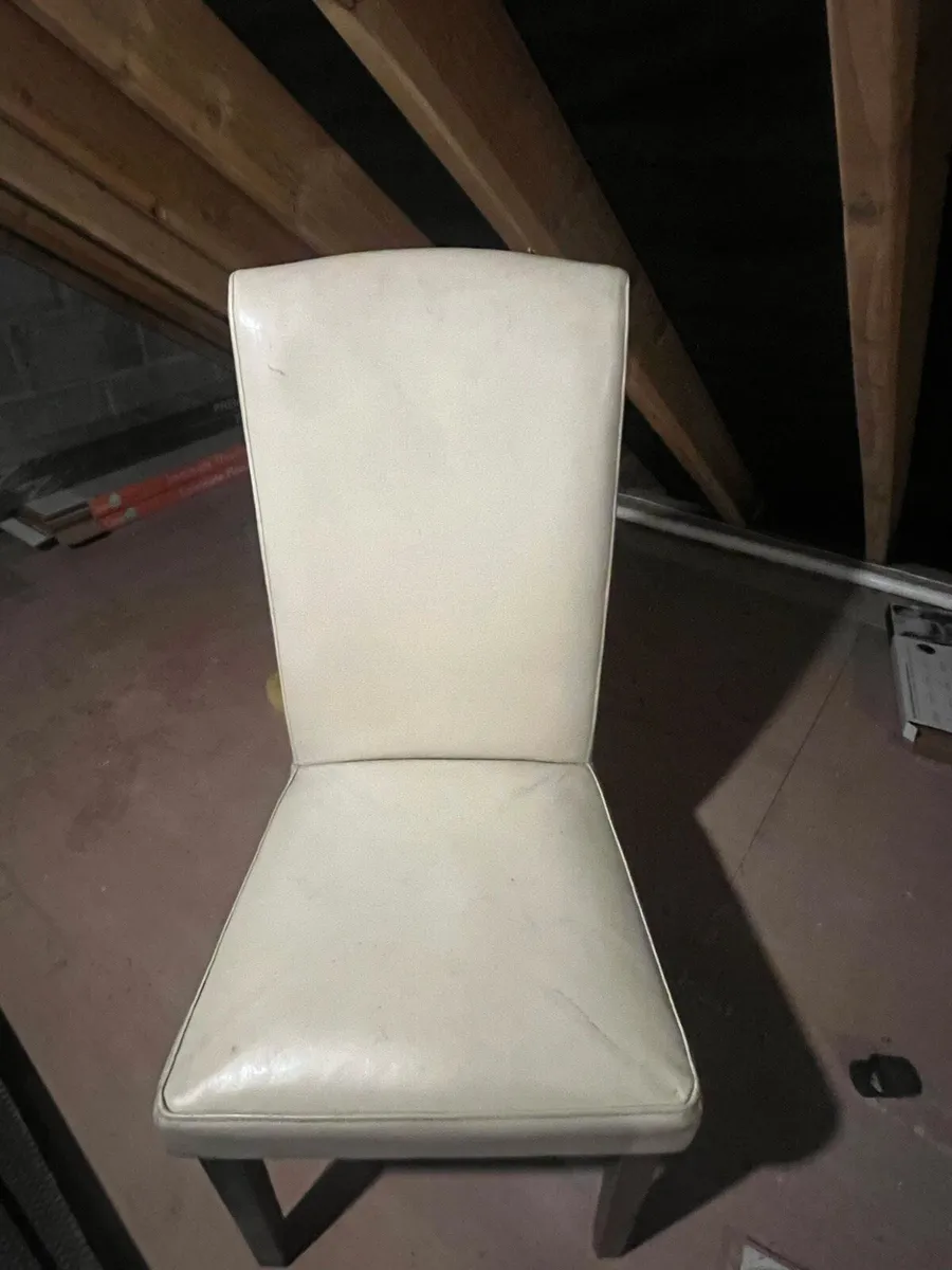 6 x Cream Leather chairs - Image 4