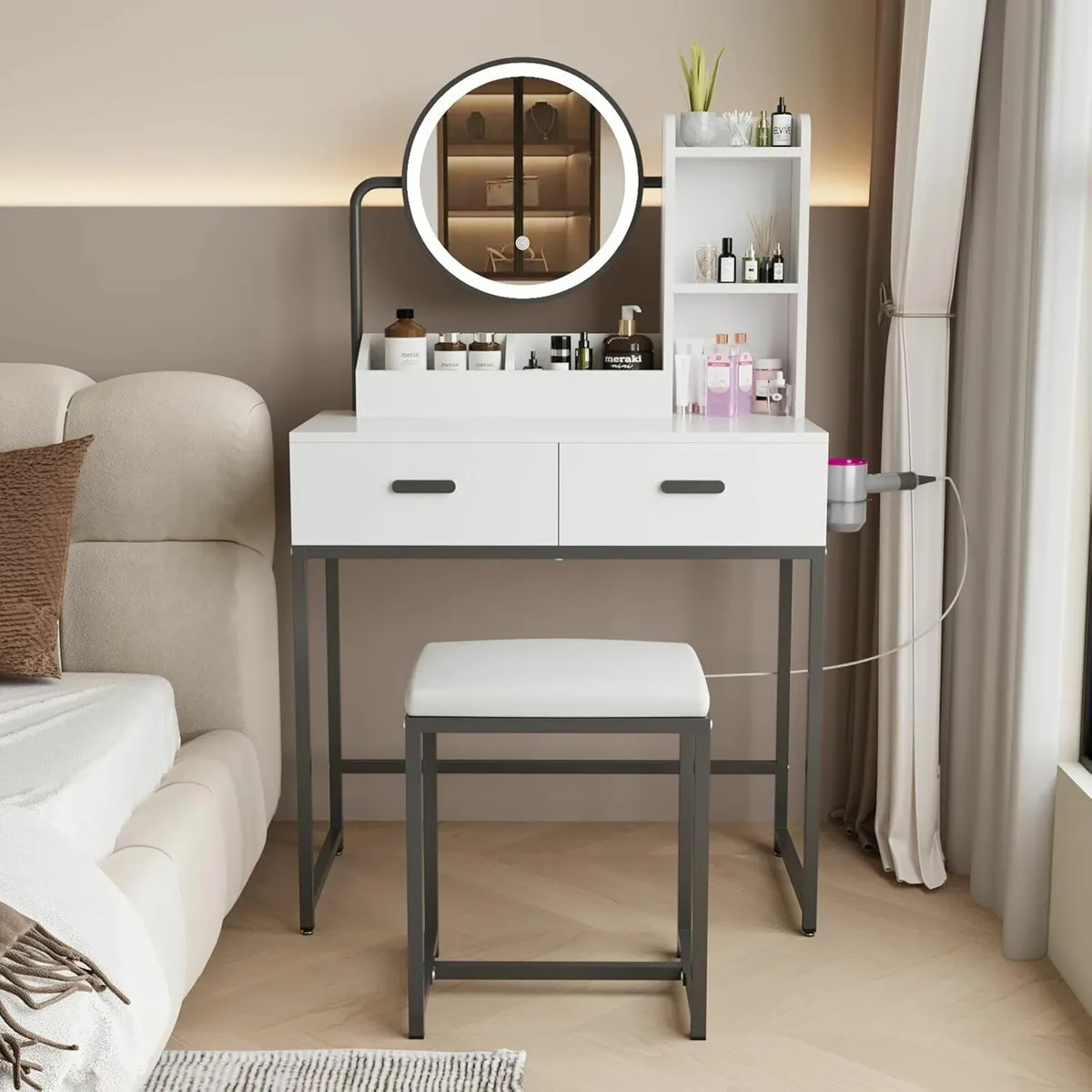 Dressing Table Lighted Mirror Lights Vanity Table - Image 1