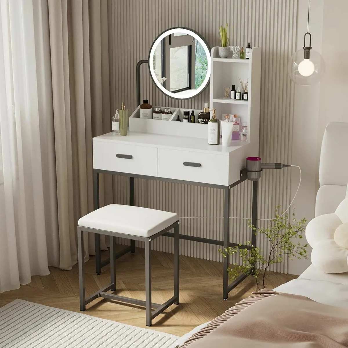 Dressing Table Lighted Mirror Lights Vanity Table - Image 2