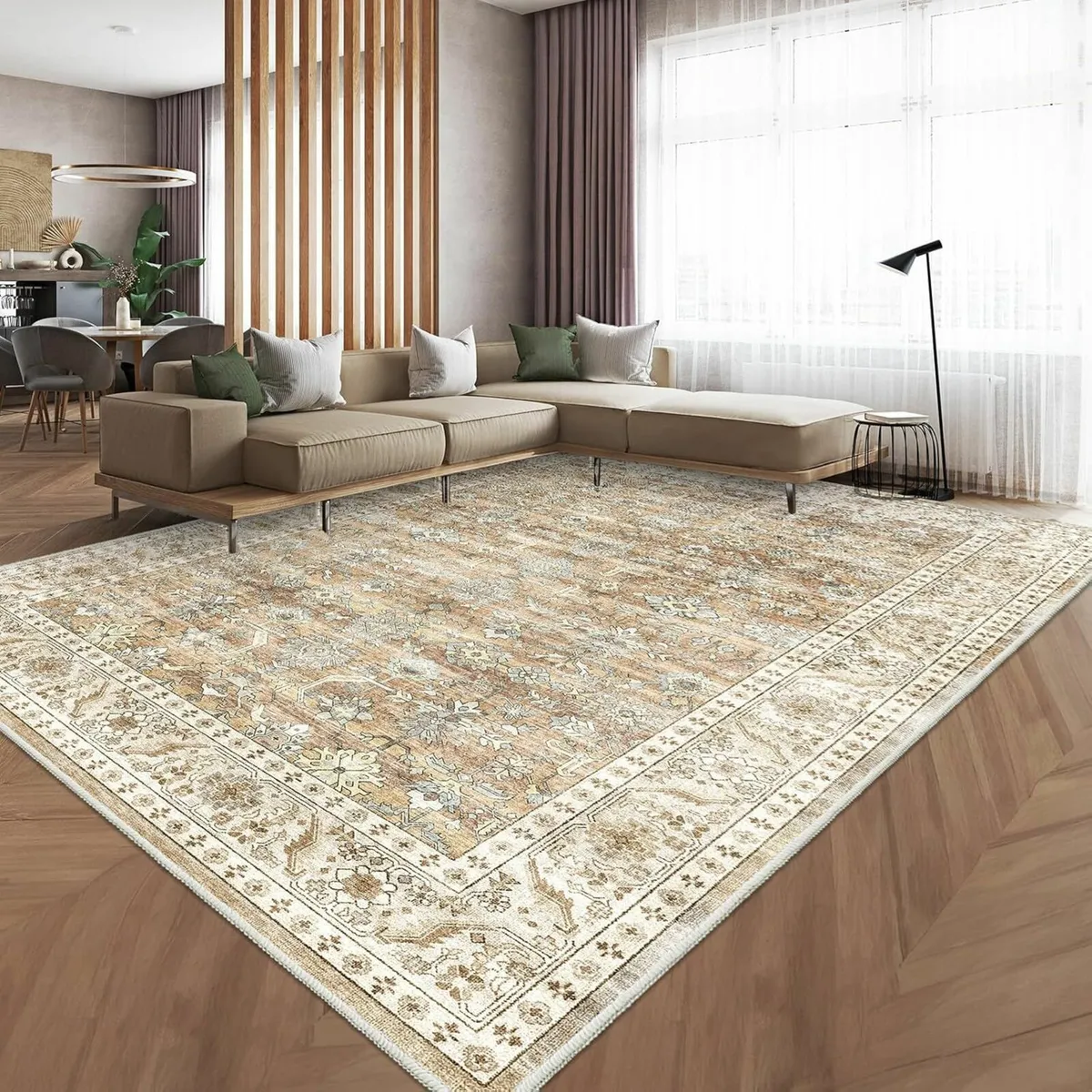 Vintage Rug Living Room Soft Beige Brown 200x300cm - Image 1