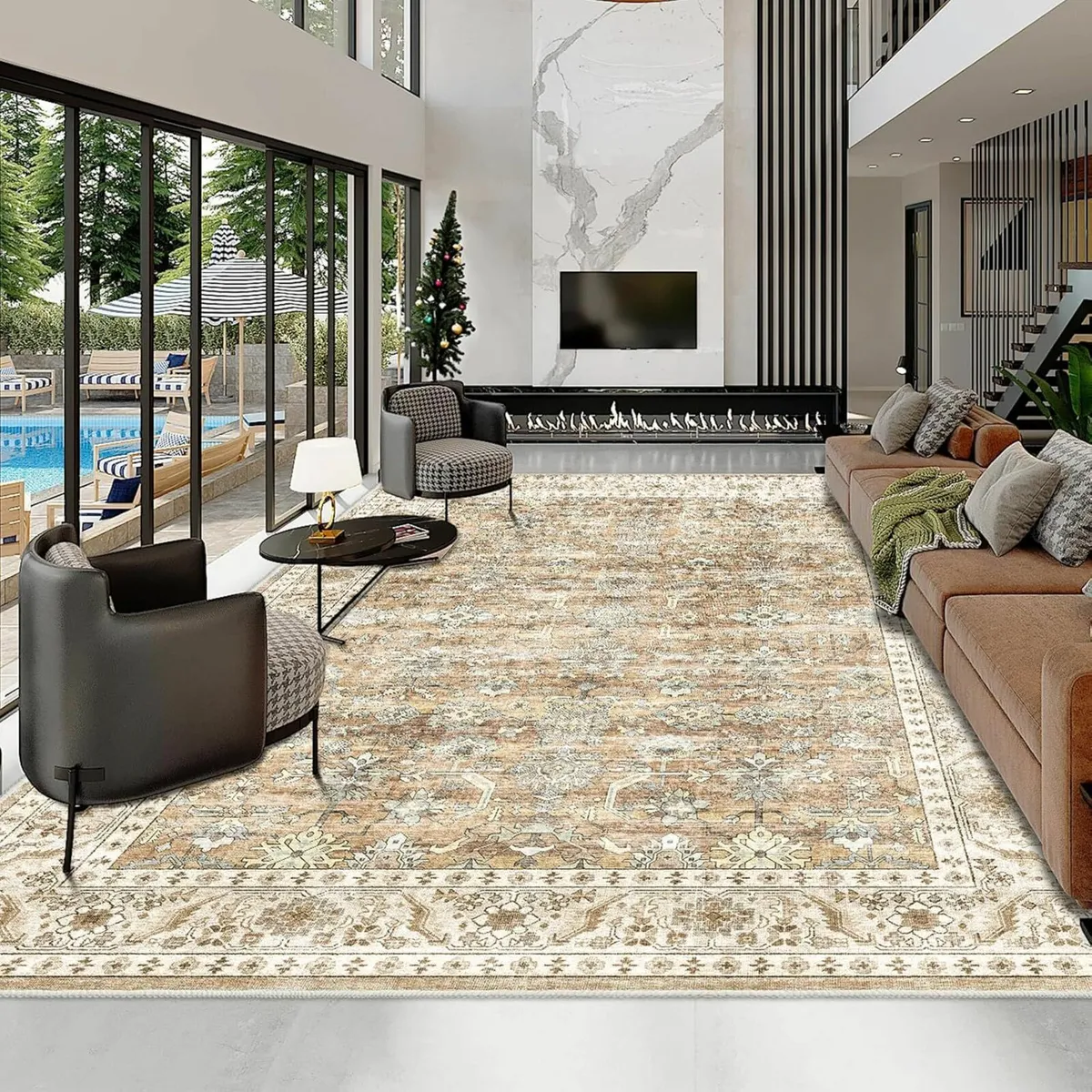 Vintage Rug Living Room Soft Beige Brown 200x300cm - Image 4