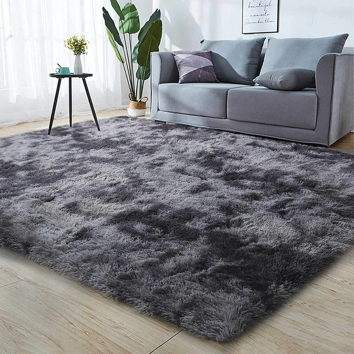 Fluffy Rug Shaggy Living Room Rug Grey 120x160cm - Image 3