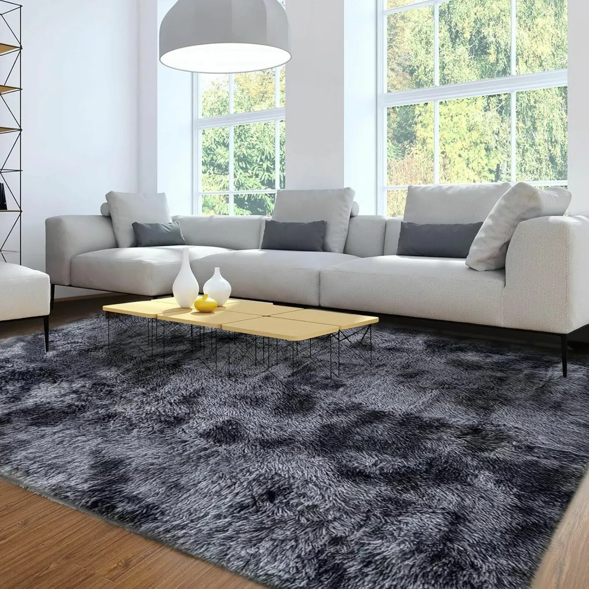 Fluffy Rug Shaggy Living Room Rug Grey 120x160cm - Image 4