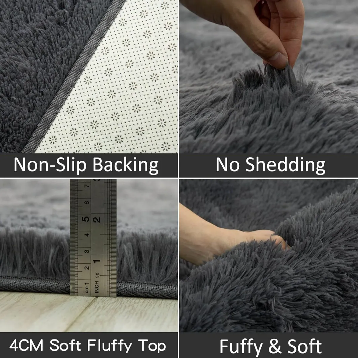 Living Room Large Soft Bedroom Rug Grey 120x180cm - Image 4