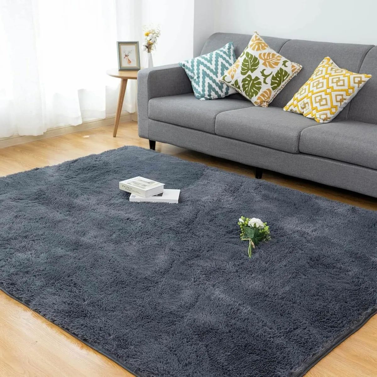 Living Room Large Soft Bedroom Rug Grey 120x180cm - Image 1