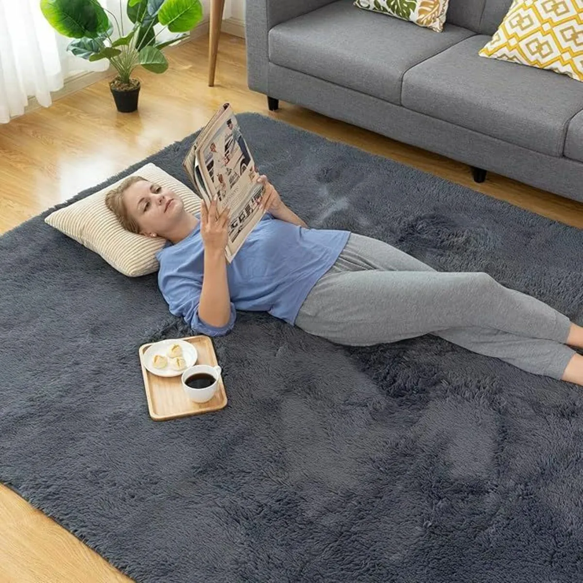 Living Room Bedroom Long Pile Grey 150x240cm - Image 4