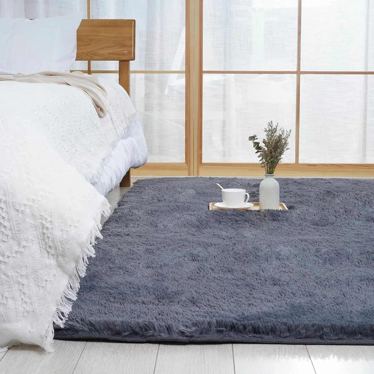 Living Room Bedroom Long Pile Grey 150x240cm - Image 1