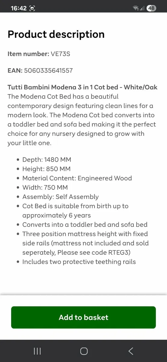 Cot bed - Image 2