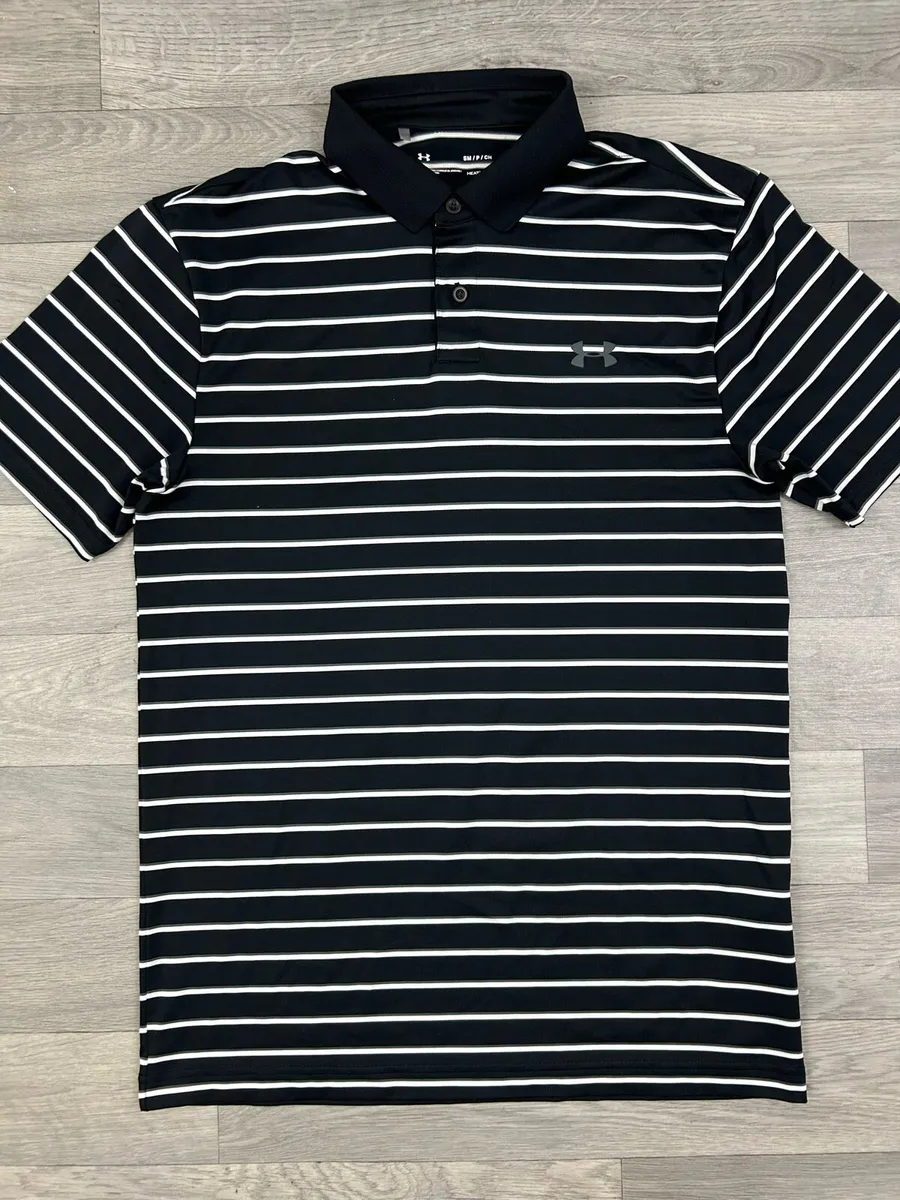 Under Armour Striped Golf Polo Shirt Mens Small - Image 2