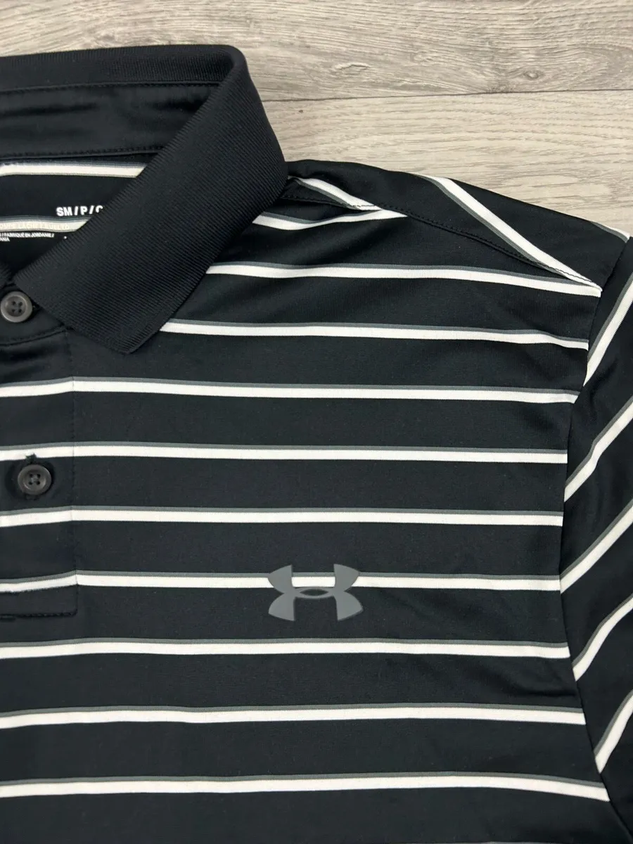 Under Armour Striped Golf Polo Shirt Mens Small - Image 3