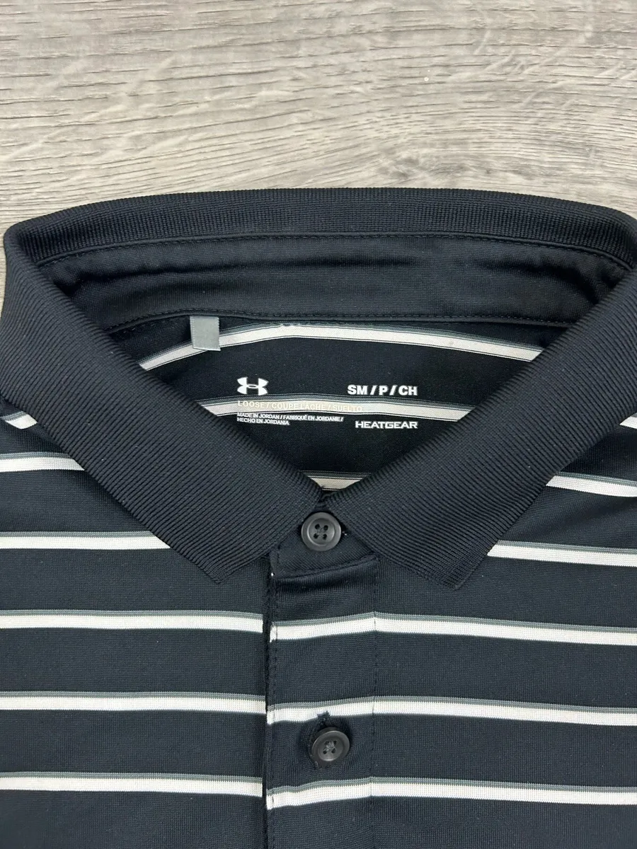 Under Armour Striped Golf Polo Shirt Mens Small - Image 4