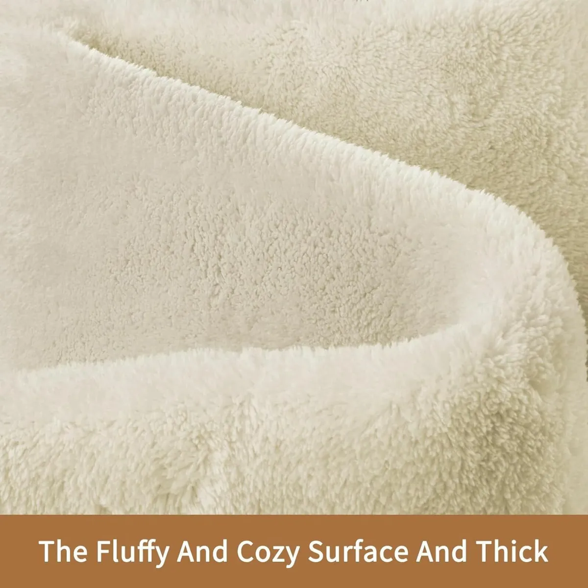 Living Room Large Rug Cream white Fluffy 240x300cm - Image 4