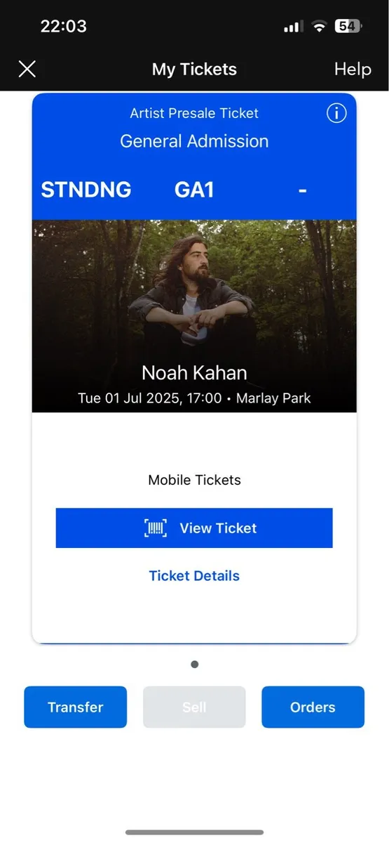 Noah Kahan Ticket 1st July