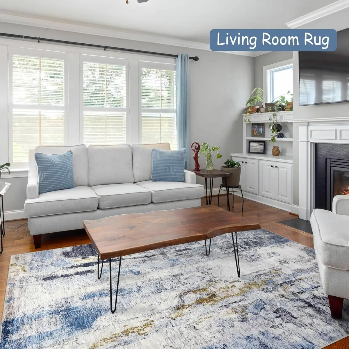 Modern Abstract blue Rug 120x180cm Living Room - Image 4