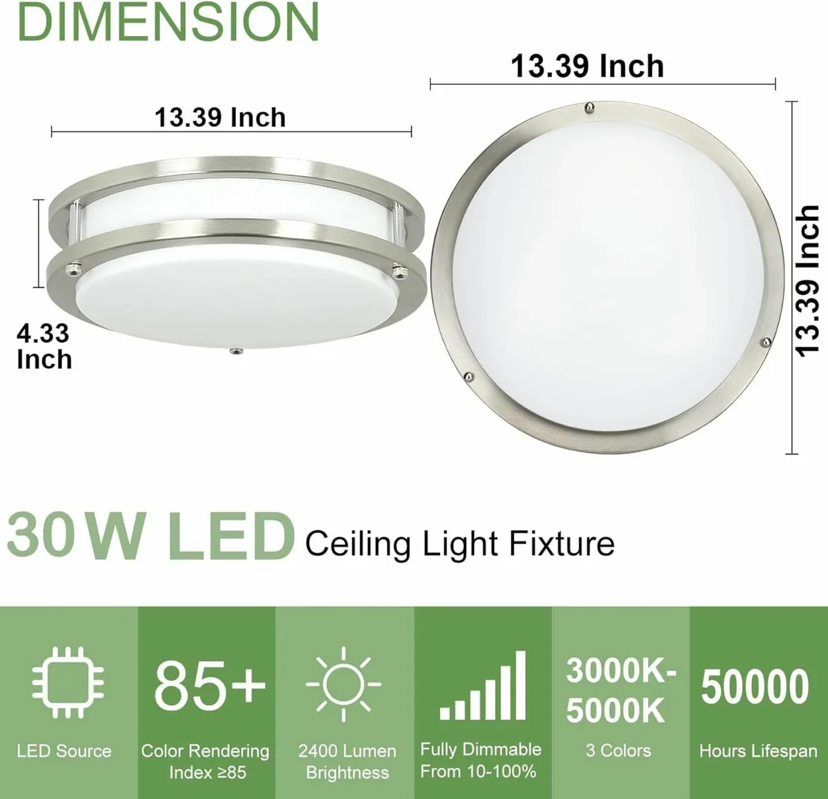 30W LED Ceiling Light Fixture 13 inch 5 Color - Image 4