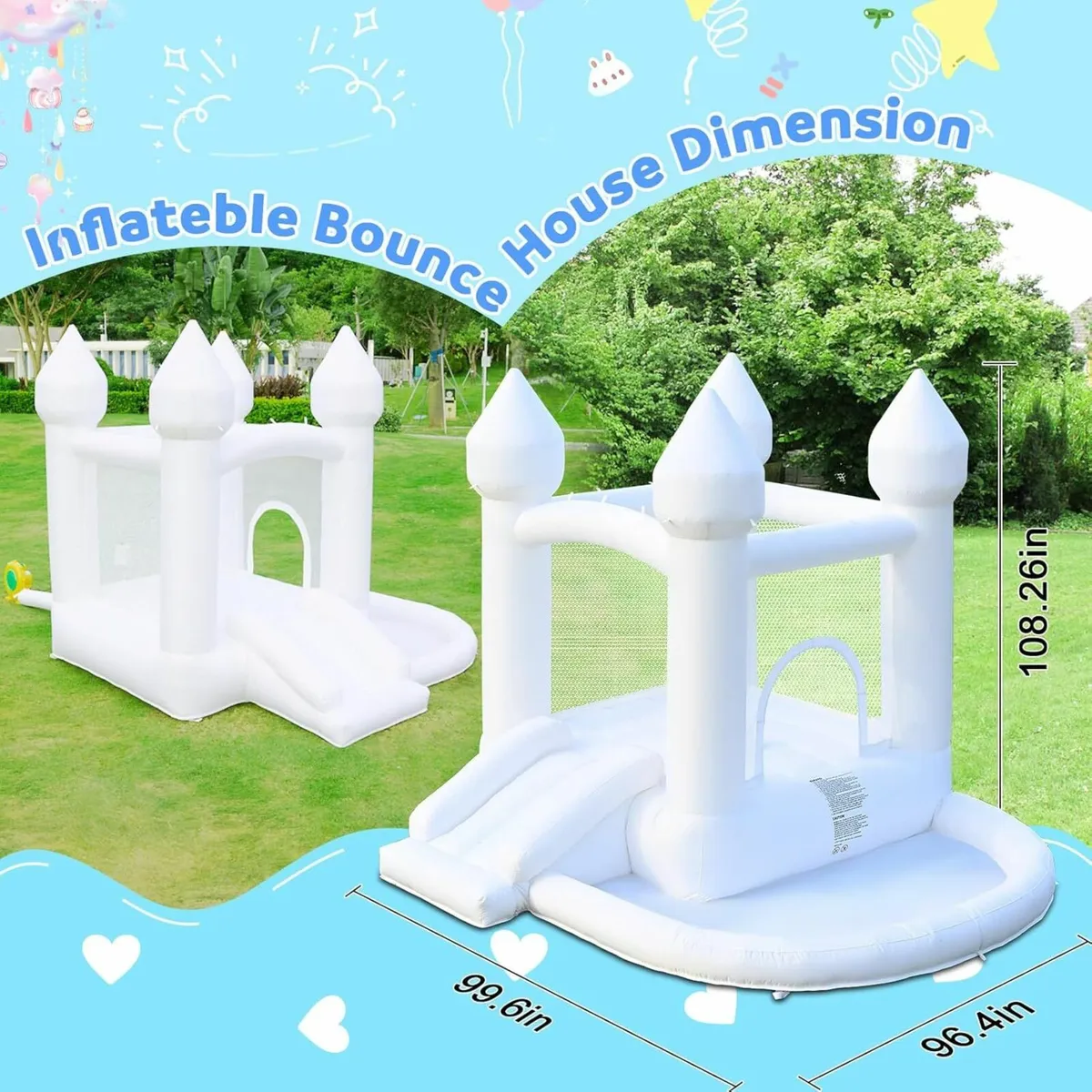 Bounce House Castle Slide White Jumper Party - Image 4