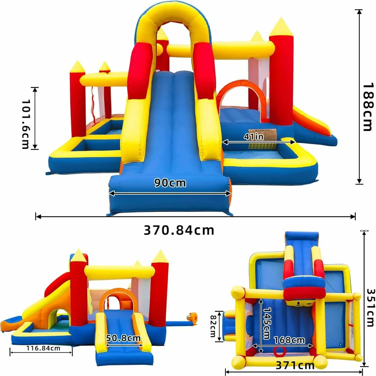 Bouncy Castle Inflatable Bounce House Two Slides - Image 2