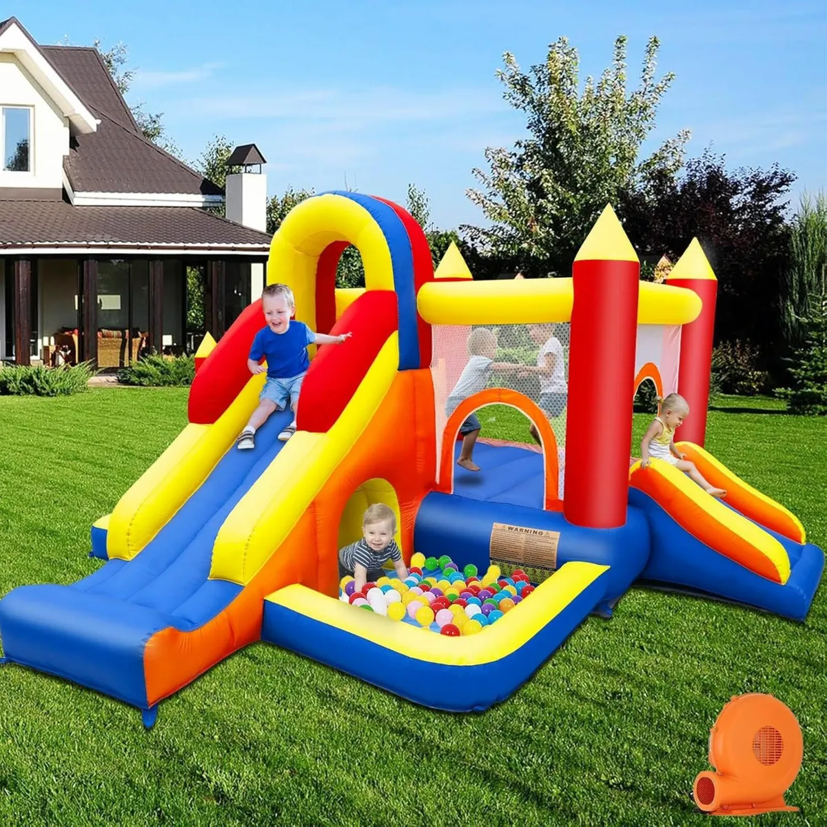 Bouncy Castle Inflatable Bounce House Two Slides - Image 1