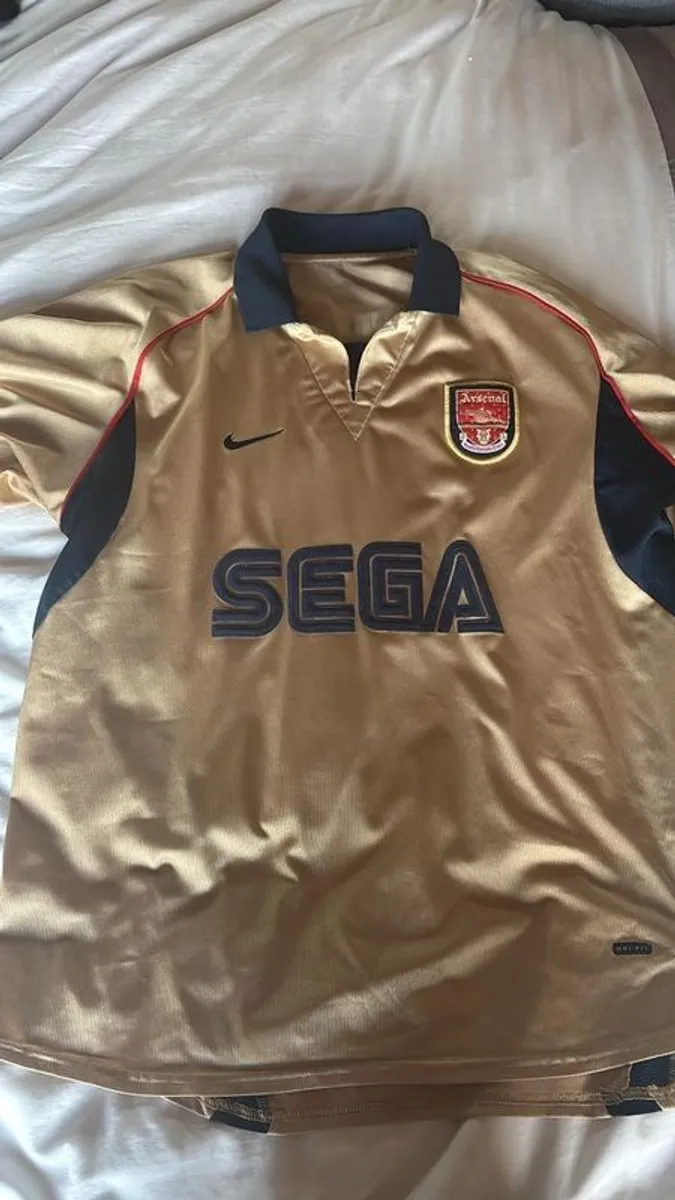 Henry Arsenal Shirt 2001 Vintage Original Nike Gold 2002 Bergkamp Sega Retro - Image 1