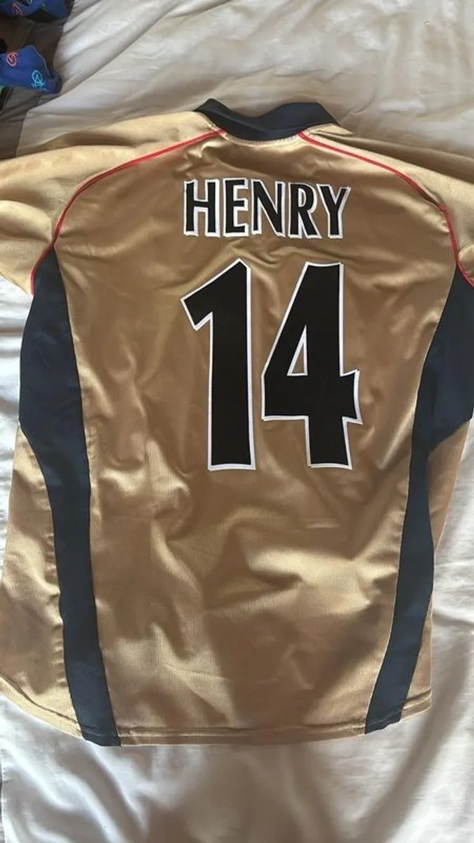 Henry Arsenal Shirt 2001 Vintage Original Nike Gold 2002 Bergkamp Sega Retro - Image 2