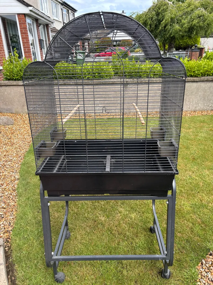 Large bird cage black plus smaller white cage - Image 4