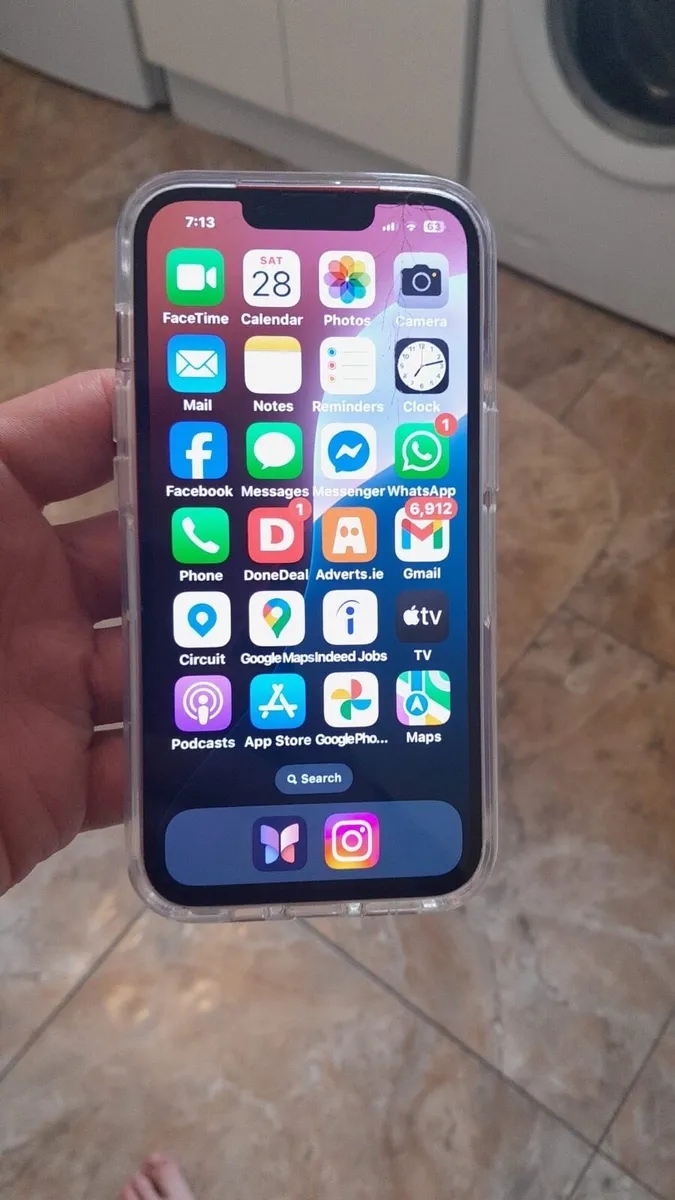 iPhone 13 Red sim free 128GB with clear otter case - Image 1