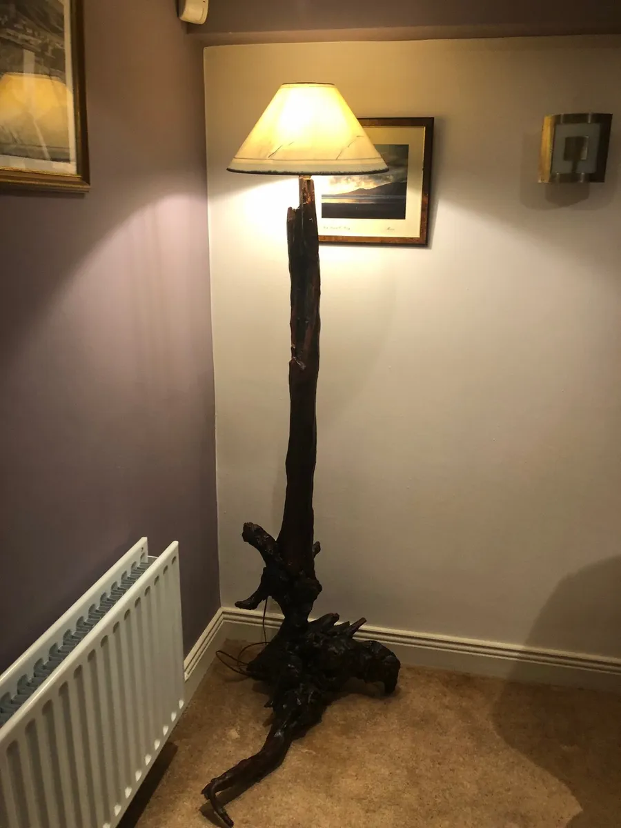 Standard lamp made from bog oak - Image 1