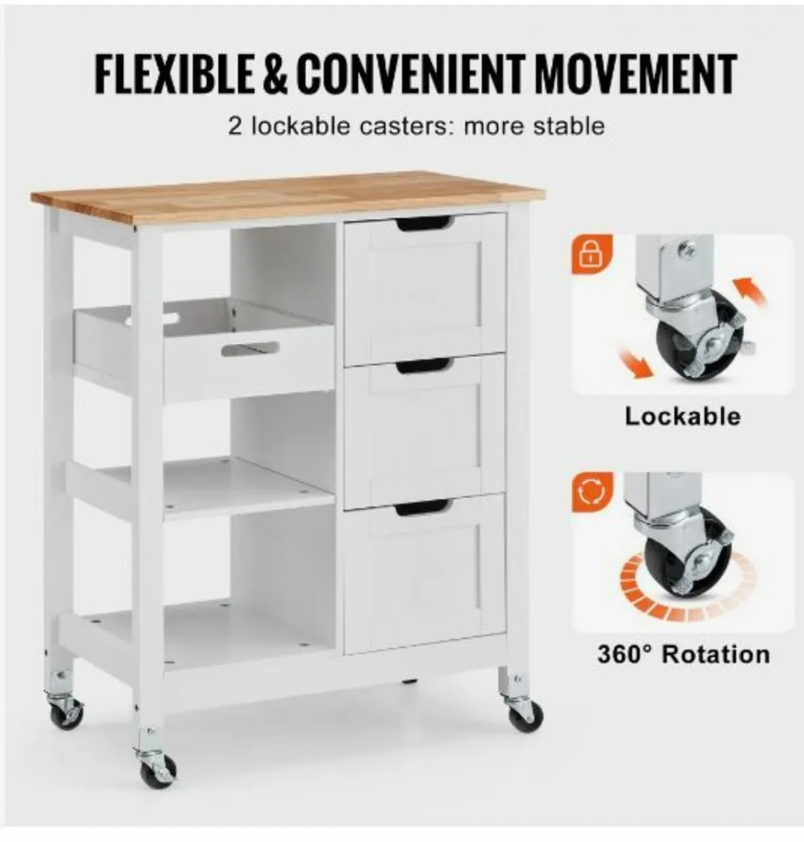 Kitchen Island Cart Rolling Storage Cabinet - Image 4