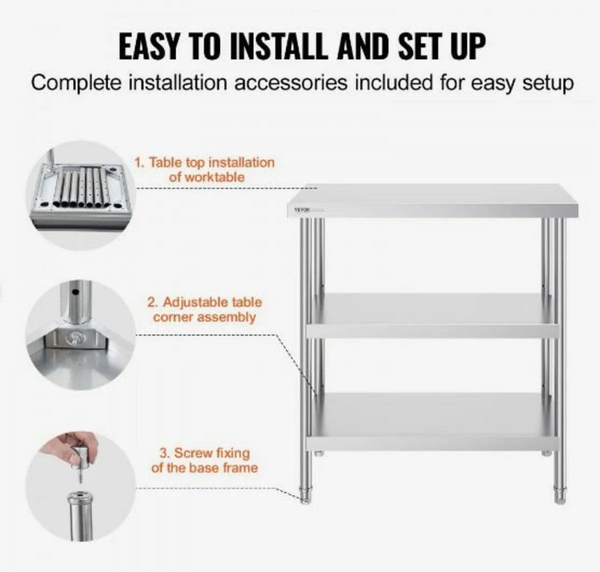 Stainless Steel Food Prep Table Commercial - Image 4
